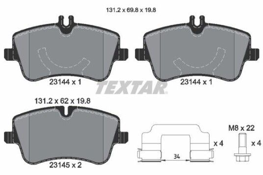 Bremseklosser TEXTAR 2314402 Bremseklosser TEXTAR 2314402