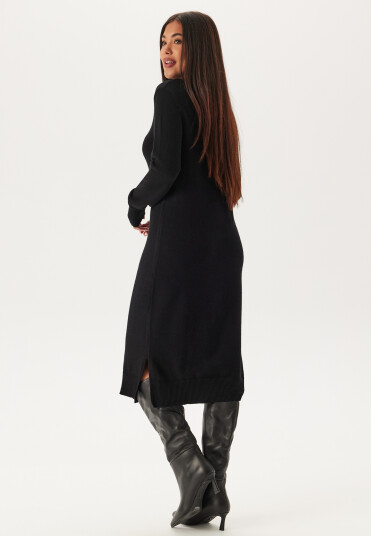 VILA Ril Crew Neck Midi Dress Black L