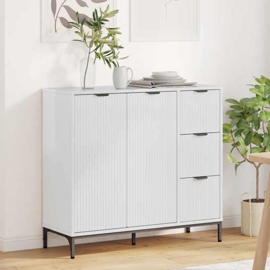  Serviesskap Høyglans hvit 89,5 x 33 x 82 cm Konstruert tre