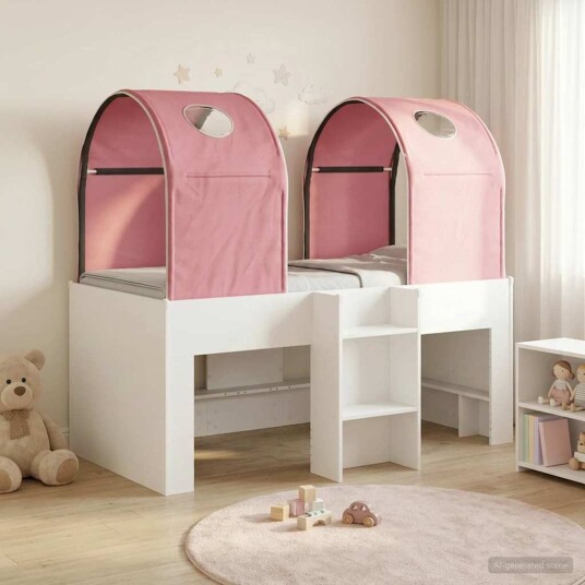  Seng med Tunnel 4 pcs Hvit og rosa Konstruert tre