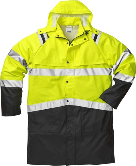 Fristads Regnrock 4634 Rs, Klass 3 Varsel Gul/svart 2xl Fristads Regnrock 4634 Rs, Klass 3 Varsel Gul/svart 2xl