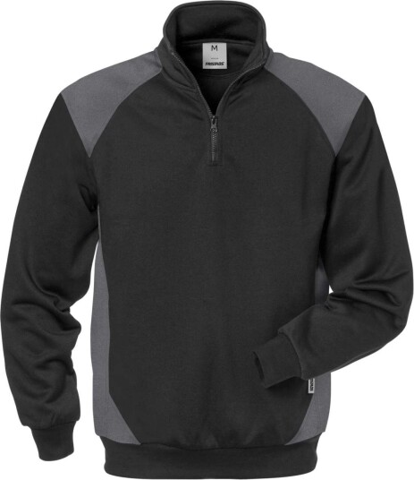 Fristads Sweatshirt Kort Zip 7048 Shv Svart/grå L