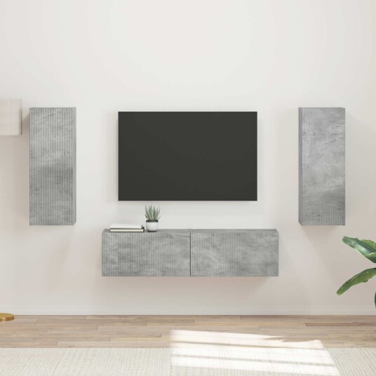  TV benksett Veggmontert 2 pcs Betonggrå Konstruert tre