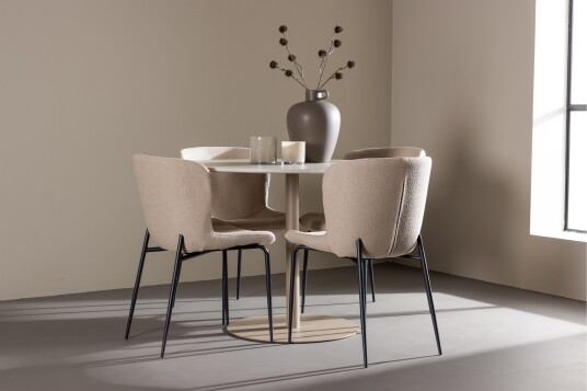 Venture Home Matgruppe Lycke 110 cm Rund med 4 Modesto stoler Beige/Beige