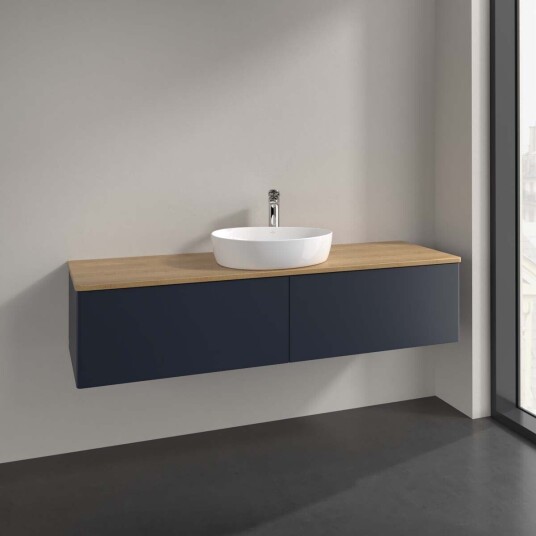 Villeroy & Boch  Antao Servantskap med 2 skuffer 160x50x36 cm m/lys Blå Matt/Eik