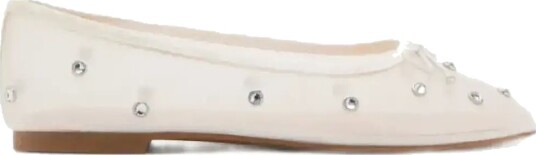 Mango Rhinestone Ballet Flats White 34