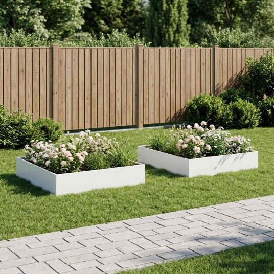 vidaXL Hageblomsterpotte 2 stk. Hvit 80 x 80 x 12 cm Kaldvalsestål