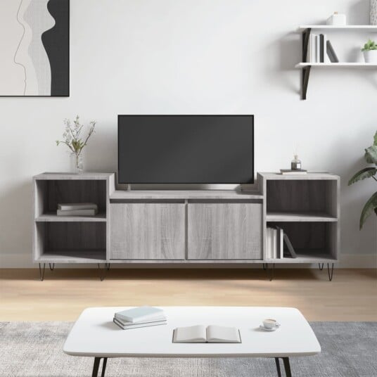 vidaXL TV-benk grå sonoma 160x35x55 cm konstruert tre 8721012113855