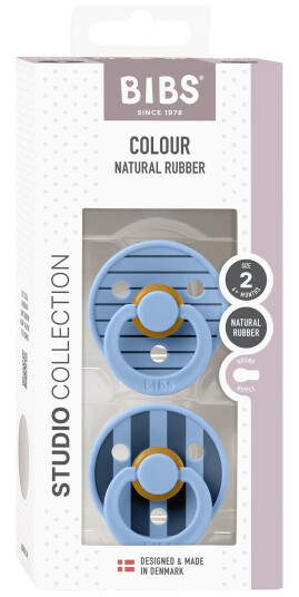 BIBS Studio Colour Smokk 2-Pack Lateks Str 2 Rund Pin/Sky Blue Mix