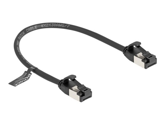 Delock Nettverkskabel Rj-45 Hann Til Rj-45 Hann 25 Cm U/Ftp Cat 8.1 Uten Hindringer Svart