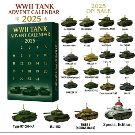 Andre verdenskrig TANK Adventskalender   Julegave Akryl Anheng