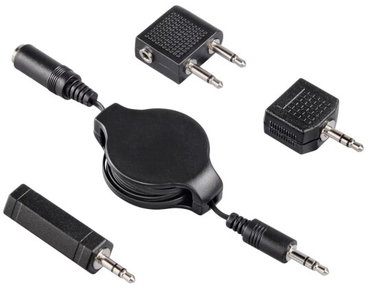 Hama Adapter- og kabelsett for fly med tilbaketrekkbar funksjon, svart