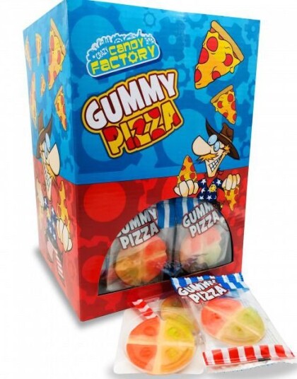 100 stk Crazy Candy Factory Gummy Pizza Vingummi Hel Eske
