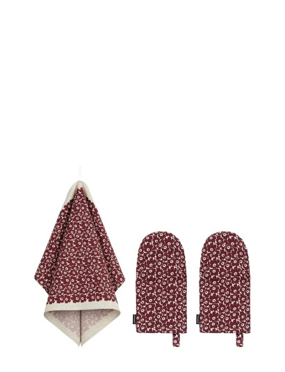 Marimekko Home Pikkuinen Unikko Kitchen Set - Burgundy - ONE SIZE Marimekko Home Pikkuinen Unikko Kitchen Set - Burgundy - ONE SIZE