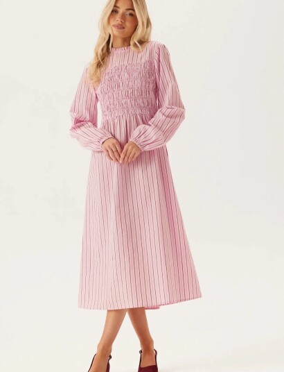 Bubbleroom Smock Cotton Dress   Pink   M