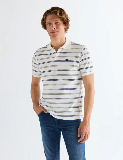 Wrangler Stripe Polo Shirt White XL x 00 Wrangler Stripe Polo Shirt White XL x 00