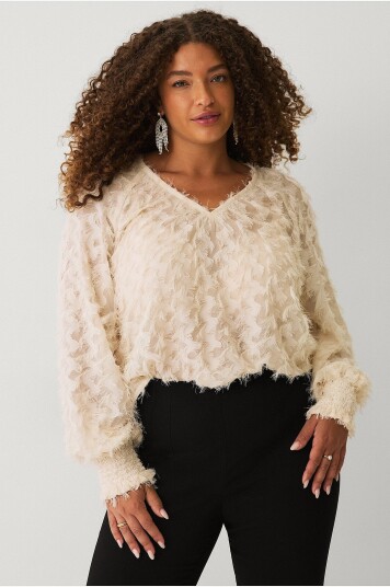 Ellos Plus Collection  Chiffonbluse med struktur Hvit