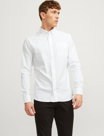 Jack & Jones Jprblubrook Oxford Shirt L/S Noos - White - XXL Jack & Jones Jprblubrook Oxford Shirt L/S Noos - White - XXL