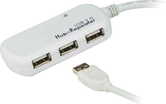 ATEN 12m USB 2.0 Forlengelseskabel med 4-ports Hub - Hvit ATEN 12m USB 2.0 Forlengelseskabel med 4-ports Hub - Hvit