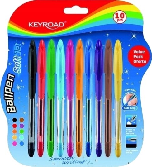 Keyroad Klassisk Kulepenn Ball Pen Soft Jet 0,7 Mm (Blister, 1 Stk.) Miks Farger
