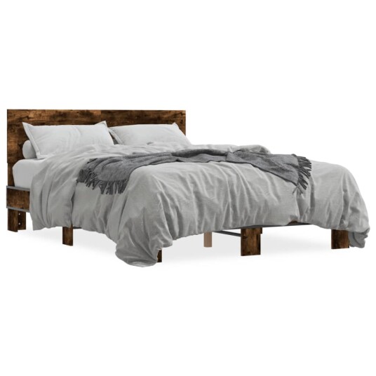Sengeramme røkt eik 140x200 cm konstruert tre og metall 8721102614903