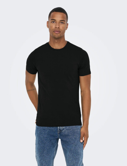 ONLY & SONS Onsbasic Slim O Neck 2 Pack Noos Black XS