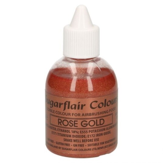 Sugarflair Airbrushfarge Glitter Rosegull 60ml 