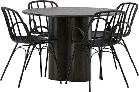 Spisegruppe Venture Home Olivia Ø 110 cm med 4 Dyrön Stoler
