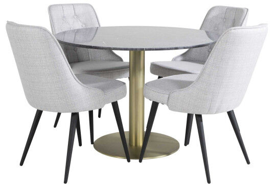 Venture Design Estelle & Velvet spisegruppe Svart/grå 4 st stoler & bord 106 cm