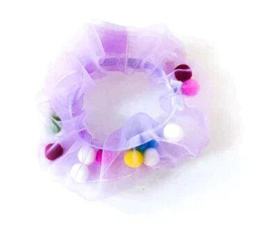 Organza Scrunchie Pompom PomPom Lilac