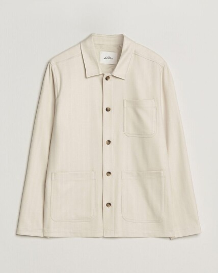 Les Deux Herringbone Overshirt Ivory Les Deux Herringbone Overshirt Ivory
