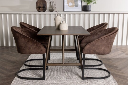 Venture Home Kaseidon Spisegruppe 120 cm Rektangulær med 4 Evening Stoler Mørkebrun