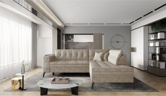 Seksjon Eltap Lanvin 260x210x93 cm Leve 18 Beige Høyre