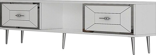 Virdel TV-benk 150 cm - Hvit/Sølv