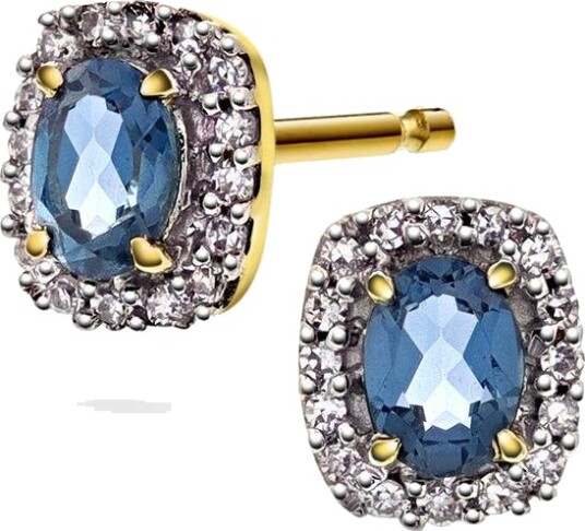 Pan Jewelry Diamantøredobber i 585 gult gull 0,08 ct med topas