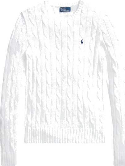 Polo Ralph Lauren Cable Knit Cotton Crewneck Sweater White S