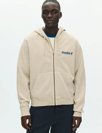 WOOD WOOD Wwsven Zipper Hoodie 25317   Beige   XS