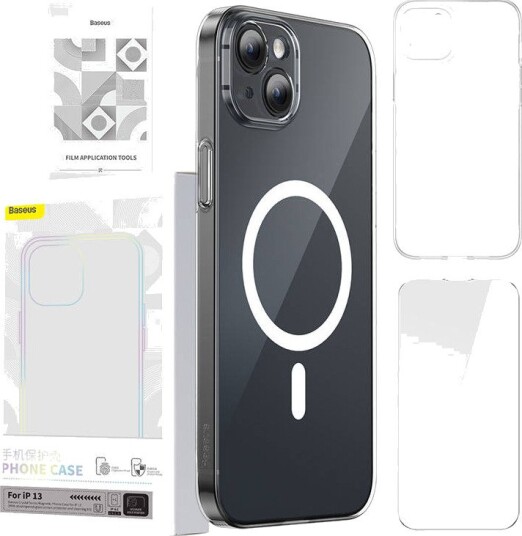 Baseus Baseus Magnetic Crystal Clear Beskyttelsesdeksel For Iphone 13 (Gjennomsiktig) + Herdet Glass + Rengjøringsmiddel Baseus Baseus Magnetic Crystal Clear Beskyttelsesdeksel For Iphone 13 (Gjennomsiktig) + Herdet Glass + Rengjøringsmiddel