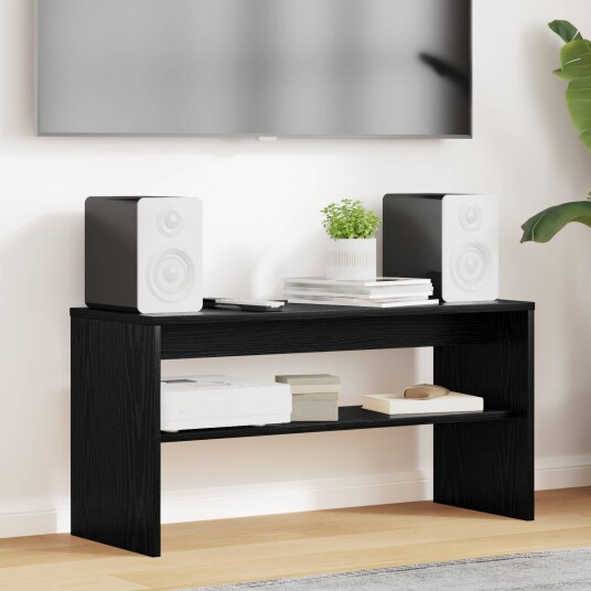  TV skap Svart Eik 80 x 30 x 40 cm Konstruert tre