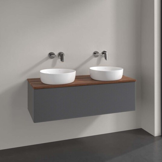 Villeroy & Boch Antao Servantskap med 1 skuff 120x50x36 cm m/lys Antrasitt/Valnøtt Villeroy & Boch Antao Servantskap med 1 skuff 120x50x36 cm m/lys Antrasitt/Valnøtt