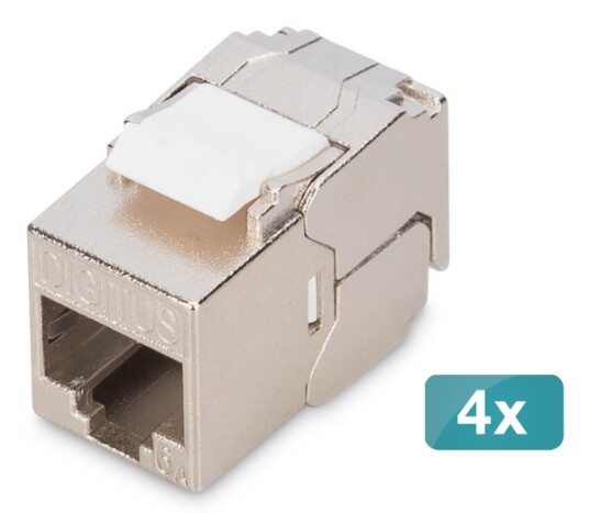 Digitus Dn 93615 S 4 Flat Sølv Rj 45 Hunkjønn 10Gbase T Nikkel/Gull DN 93615 S 4