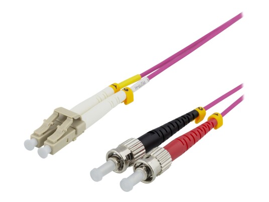 Deltaco 3m Fiberoptisk Koblingskabel LC-SC OM4 Rosa