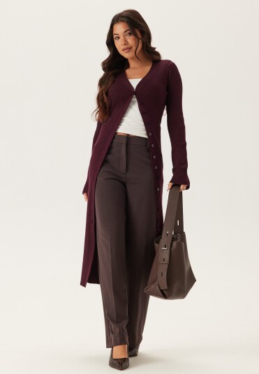 Bubbleroom Knitted Cardigan Dress Burgundy XL