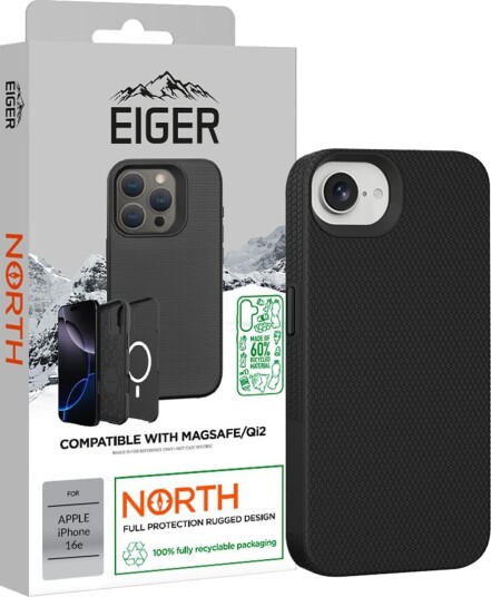 Eiger North MagSafe Deksel GRS til iPhone 16e Svart Eiger North MagSafe Deksel GRS til iPhone 16e Svart