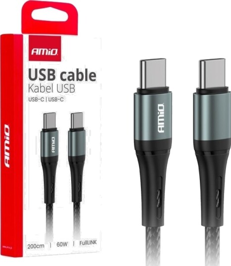 Amio Usb-C Til Usb-C-Kabel 2 M Svart