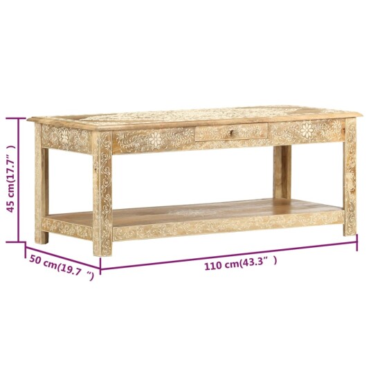 vidaXL Salongbord 110x50x45 cm håndmalt heltre mango