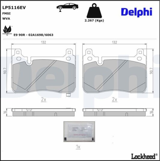 DELPHI LP5116EV Bremseklosser DELPHI LP5116EV Bremseklosser