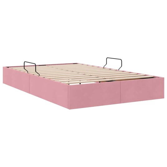 Seng med Oppbevaring med madrass Rosa 120 x 200 cm Fløyel