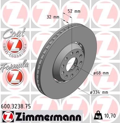 Bremseskive ZIMMERMANN 600.3238.75