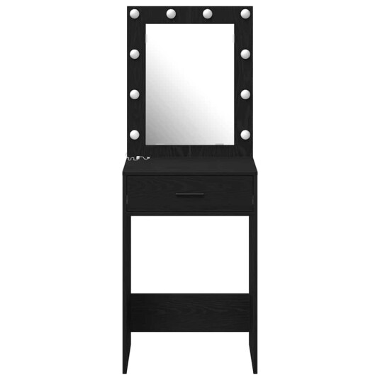  Dressing Table med LED lamper Svart Eik 50x41x135 cm